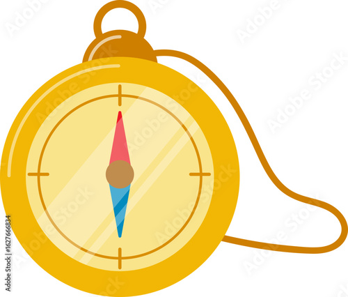 Vintage Gold Compass Vector Illustration for Camping and Navigation Design