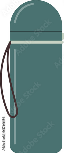 Camping thermos with straps, tumbler vector illustration