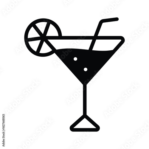 A trendy glyph icon of tropical cocktail glass