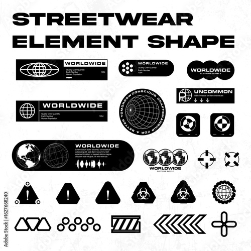 Futuristic streetwear cyberpunk interface element technology graphic vector design template