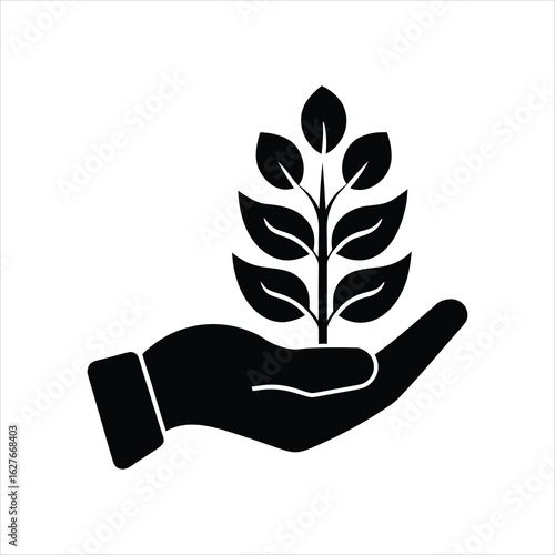  Hand with Seeds Icon Nature Protection Silhouette