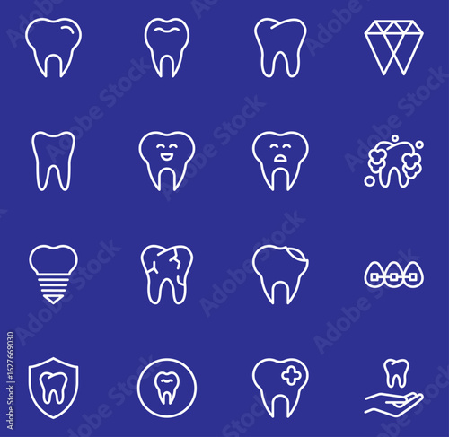 Blue abstract icons collection, Illustration, Line icons 