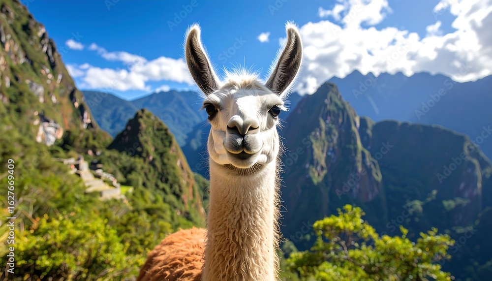 Obraz premium Close-up llama in Andes Mountains
