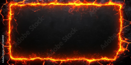 Blank Black Backdrop with Fiery Border for Presentations, Announcements, and Eye-Catching Designs