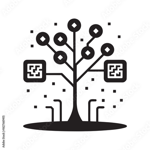 Bitcoin Bonsai Code Cyber Rain Silhouette
