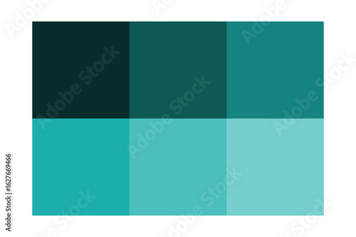 Turquoise color palette. Tonal shade squares. Gradient visual scheme. Vector illustration backdrop.