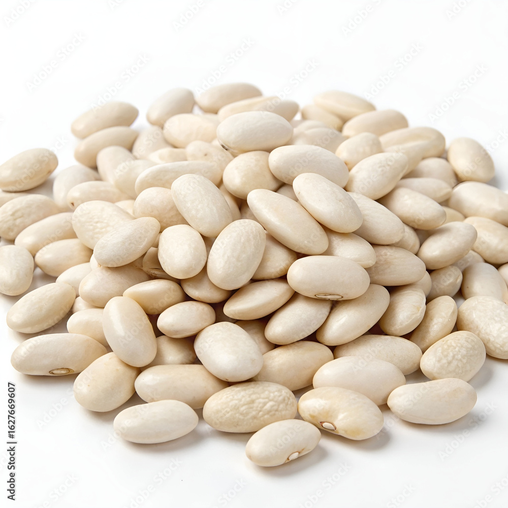 Pile of white beans isolated on white background. Pile of white beans isolated on white background.