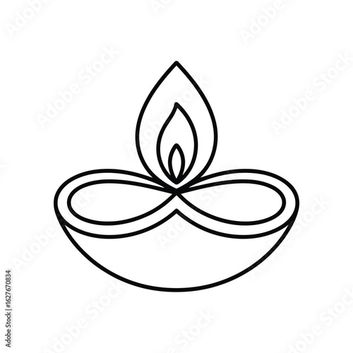 black outline diya lamp clip art preview
