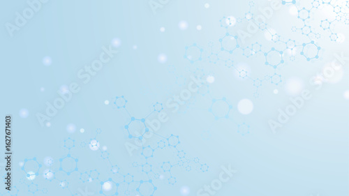 Modern scientific background with hexagons, lines and dots. Wave flow abstract background. Molecular structure for medical, technology, chemistry, science. Vector illustration