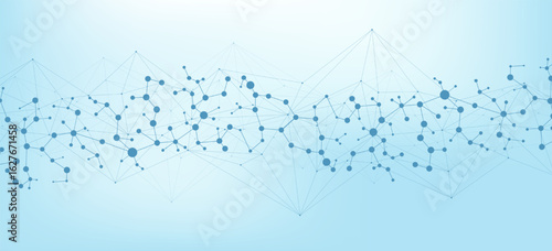 Structure molecule and communication. Dna, atom, neurons. Scientific concept for your design. Connected lines with dots. Medical, technology, chemistry, science background. Vector illustration