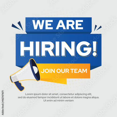 We are hiring announcement banner with megaphone