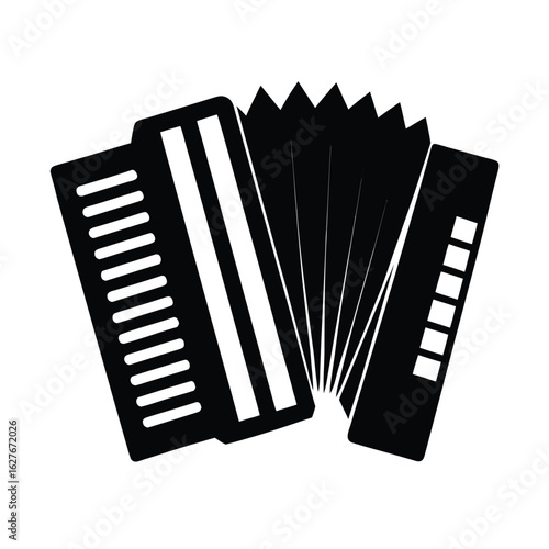 Silhouette of an accordion on white background Vector illustration