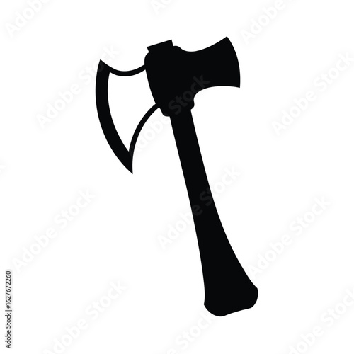 Silhouette of an axe on white background Vector illustration