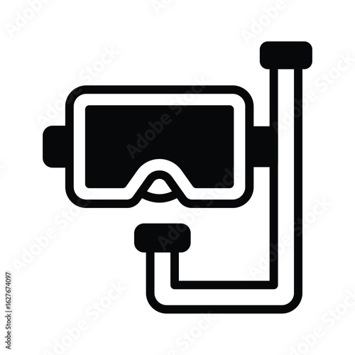 Trendy glyph icon of scuba mask diving gear