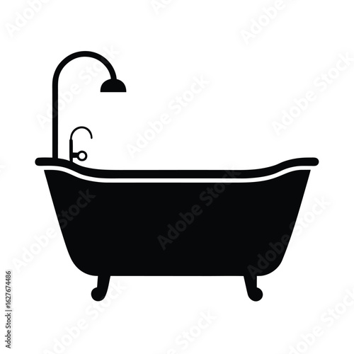 Silhouette of a bathtub on white background Vector illustration