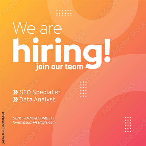 We are hiring banner with orange gradient background
