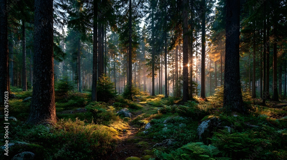 Obraz premium Sunlit Forest Path