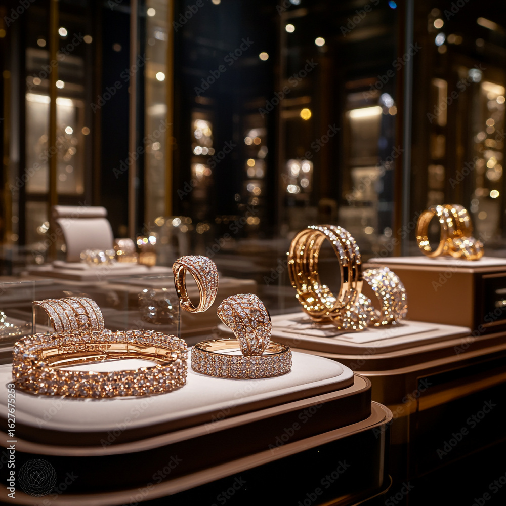Fototapeta premium Diamond Extravagant With Ultra-Detailed Showcase Jewelry Donzb