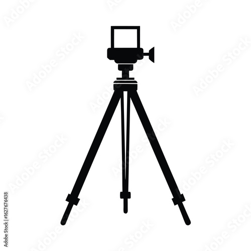 Silhouette of a camera tripod on white background Vector illustration