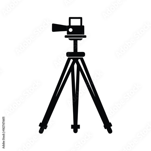Silhouette of a camera tripod on white background Vector illustration