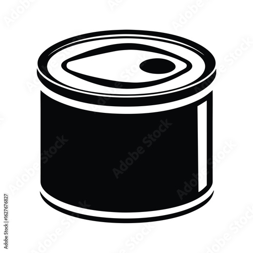 Silhouette of canned food on white background Vector illustration