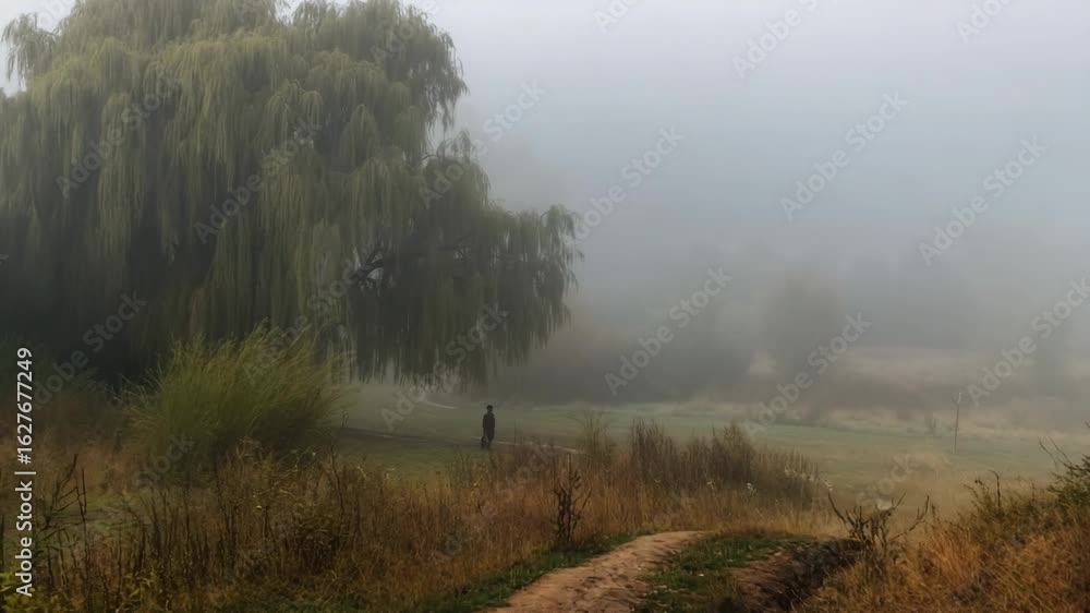 Explore autumn misty trails in serene nature Explore autumn misty trails in serene nature
