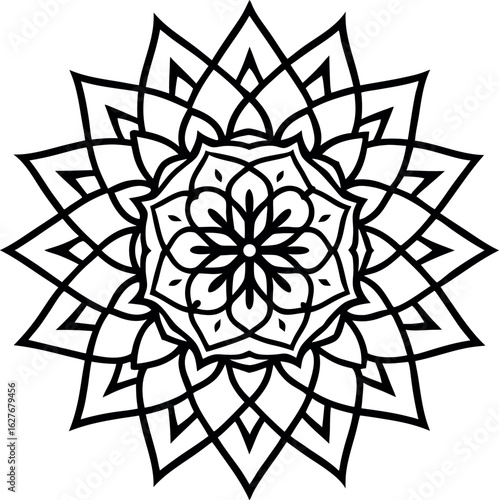 Outline Mandala for Coloring Book Page. Oriental Mandala vector. Mandala Coloring book line art vector illustration. Vector abstract mandala pattern.