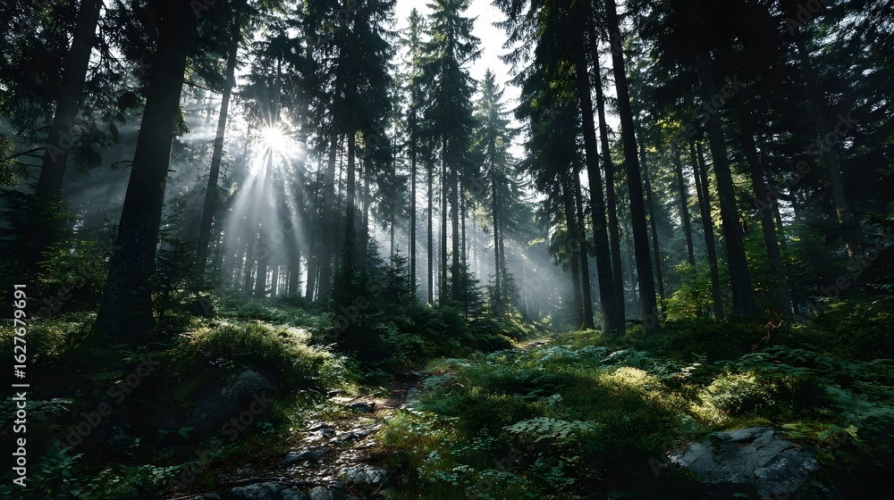 Obraz premium Sunlight in forest