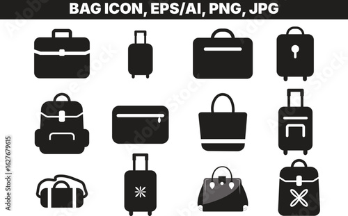 Vector illustration of lather bag icon set on transparent