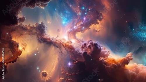 Colorful galaxy nebula cloud in outer space with stars scattered across the night cosmos, glowing supernova light, perfect for astronomy, science backgrounds, or fantasy universe visuals.