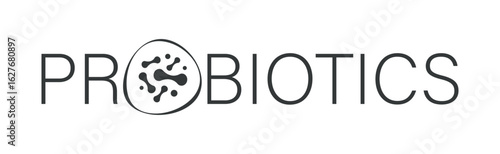 Probiotics text background. Micro probiotic microorganism	