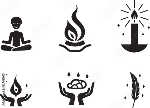 Serene icons for meditation, hope, and spiritual well-being