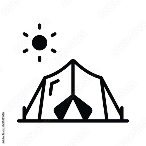 Easy to edit glyph icon of outdoor camp scene