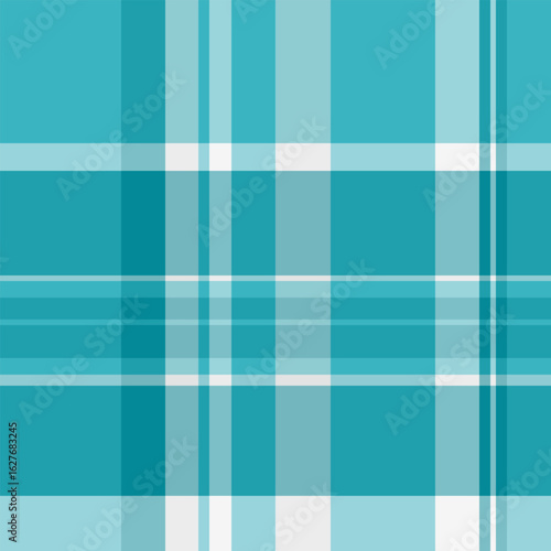 Service textile seamless pattern, duvet vector fabric texture. Checkered background check tartan plaid in cyan and white colors.
