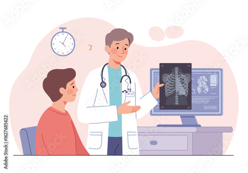 Doctor Explaining X-Ray Results to Patient in Consultation Room