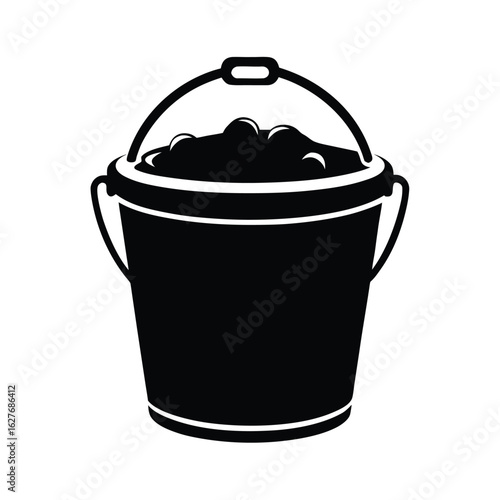 Silhouette of an ice bucket on white background Vector illustration