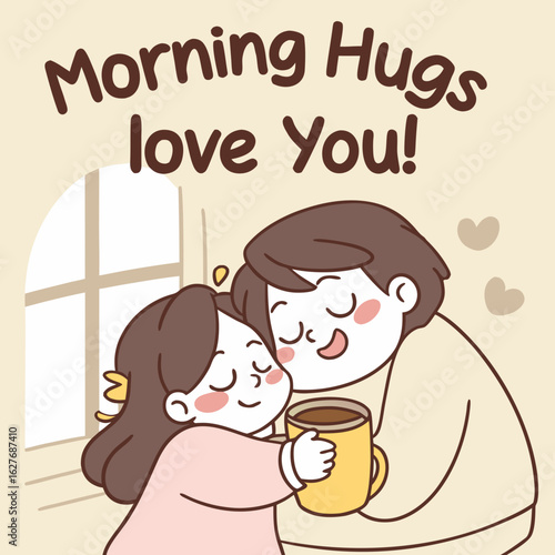 morning hugs couple