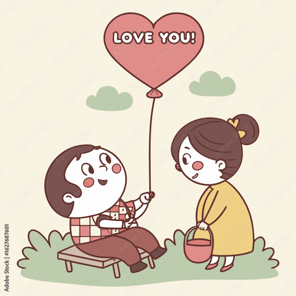 boy and girl with heart boy and girl with heart