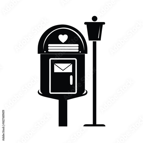 Silhouette of a mailbox on white background Vector illustration
