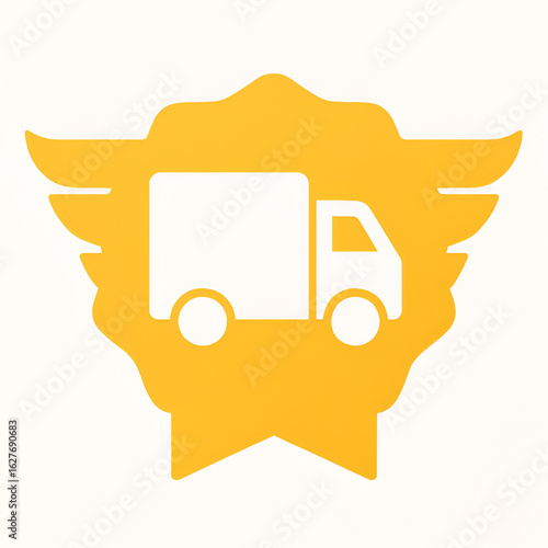 Orange Shield Icon with Delivery Truck – Best for Shipping and Logistics Branding