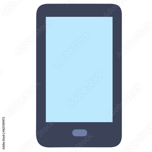 Modern flat smartphone icon with blue screen and dark frame, suitable for UI, communication, mobile, and digital app design.