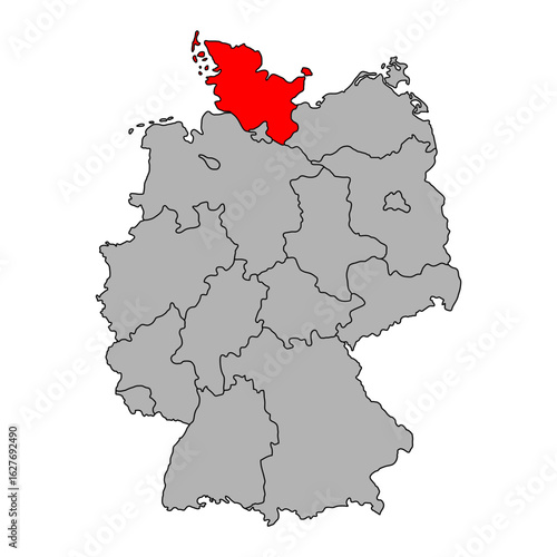 Germany map icon of Schleswig-Holstein, geography blank concept, isolated graphic background vector illustration .
