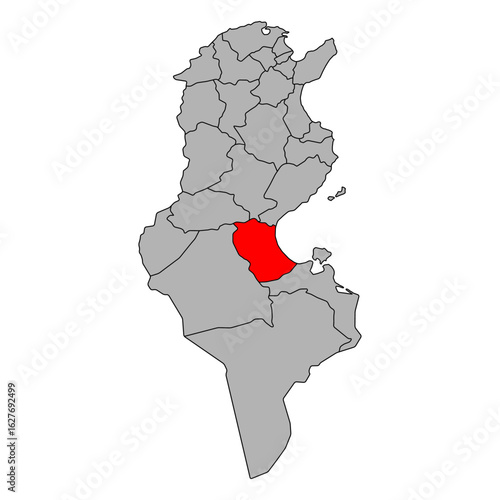 Gabes of Tunisia Governorates map shape, travel web flat icon vector illustration .