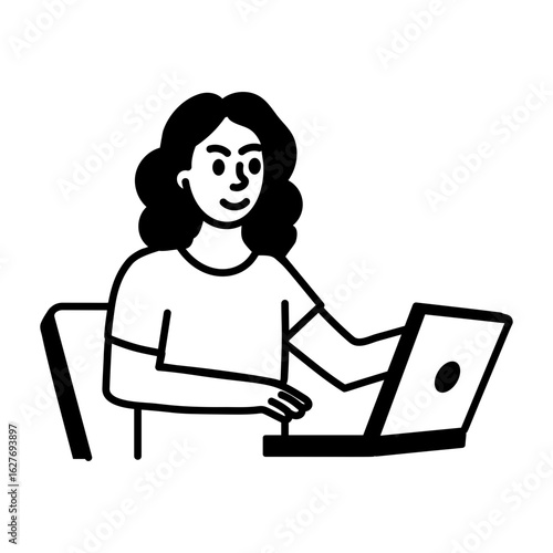 A hand drawn style icon showing media person
