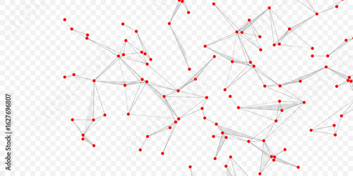 Abstract tech network connection dots. Digital technology and big data analysis background. White background with plexus lines. Geometric background with abstract mesh