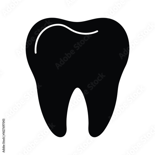 Silhouette of a tooth on white background Vector illustration