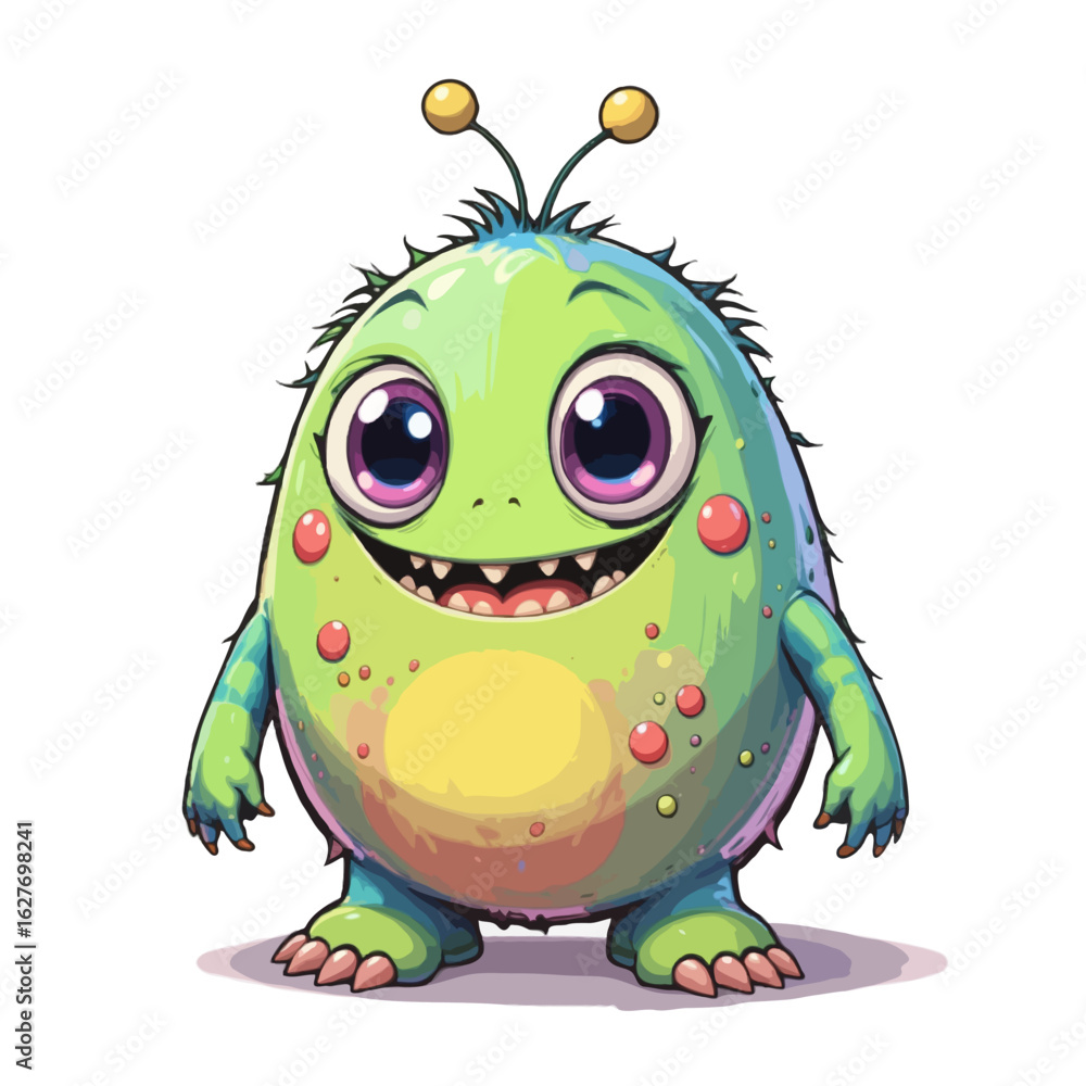 Fototapeta premium Cute cartoon monster with a round body