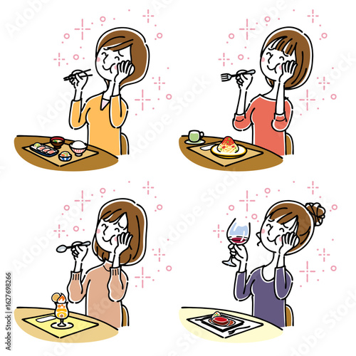 おいしいものを食べる女性