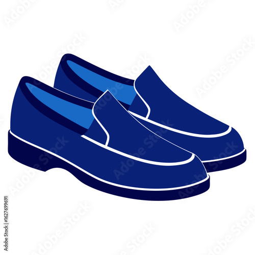 Classic blue loafer two shoes vector on white background.