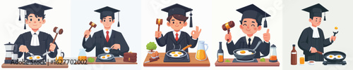 vector character of judge frying eggs